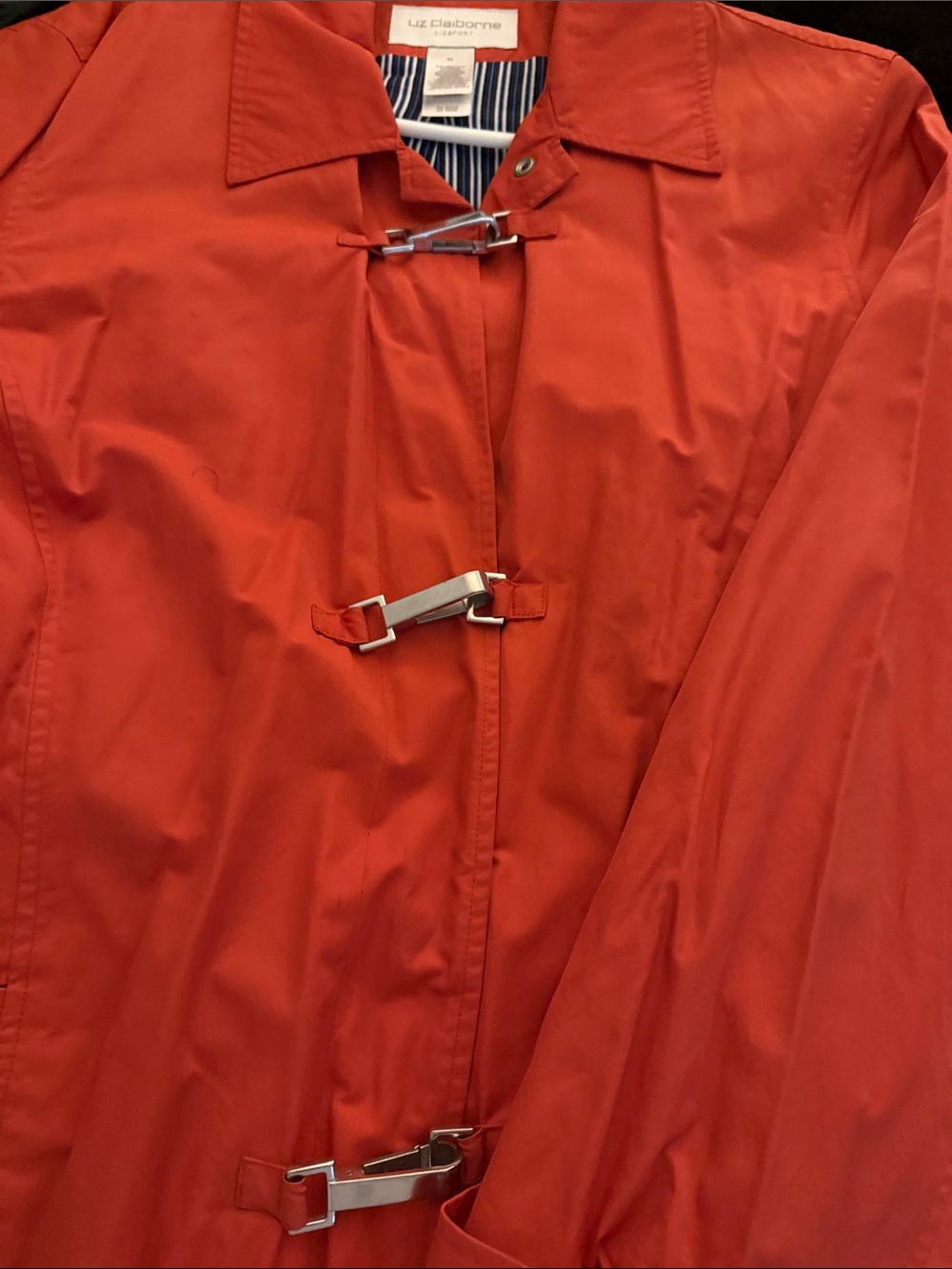 Liz Claiborne Orange-Red Toggle Trench Coat
